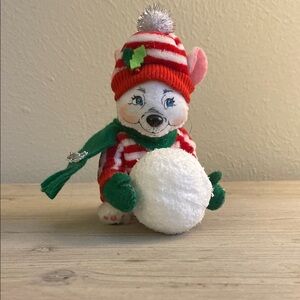 Festive Annalee Mouse with Snowball Ornament